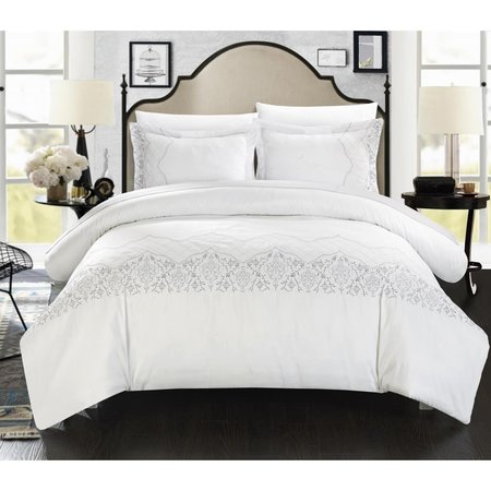 FIXTURESFIRST Saraphina Embroidered Bridal Collection Duvet Set - White - Queen - 3 Piece FI2542076